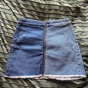 Wild Fable Split Color Zipper Jean Skirt